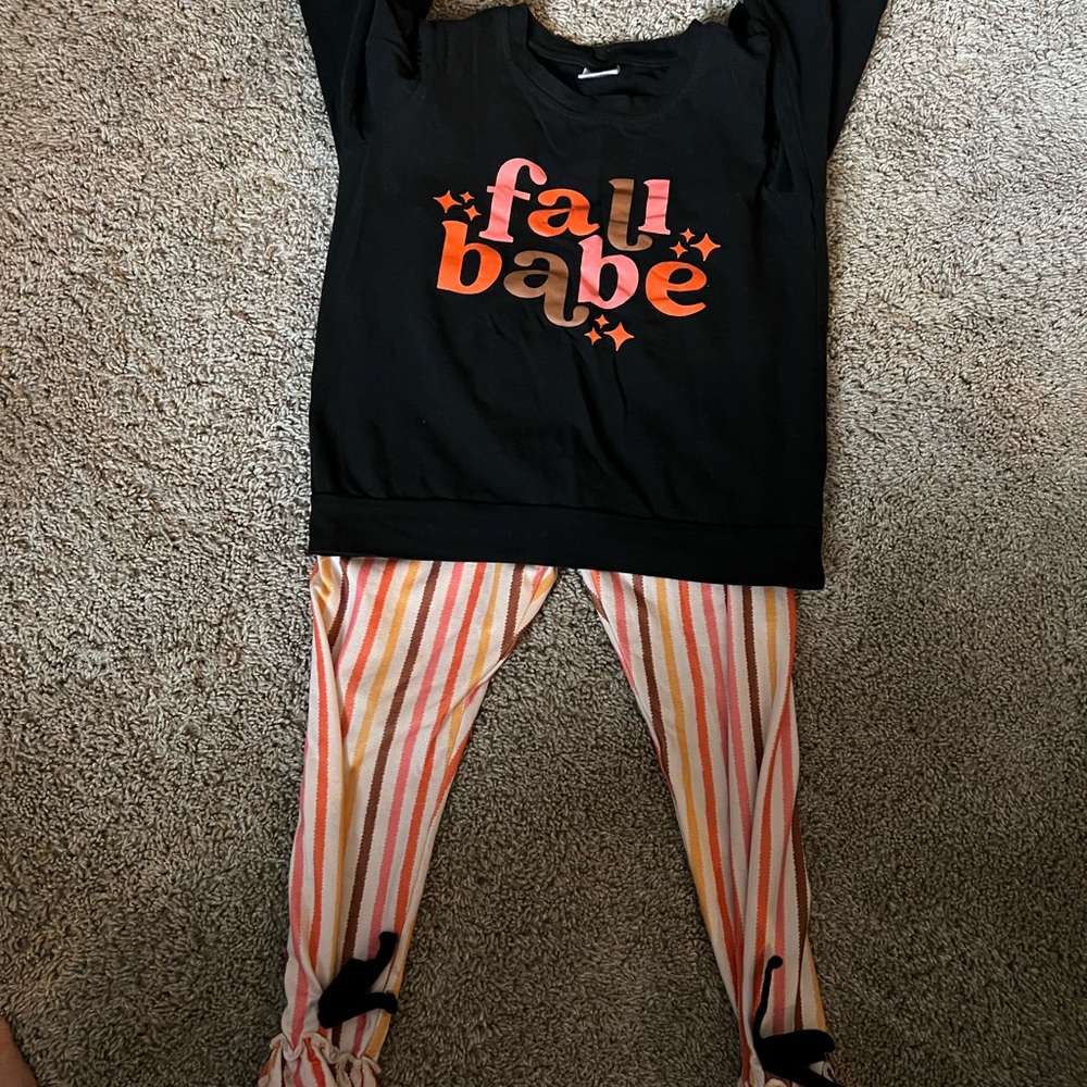 Kids Fall Babe Set - Black and Orange size 6X/7
